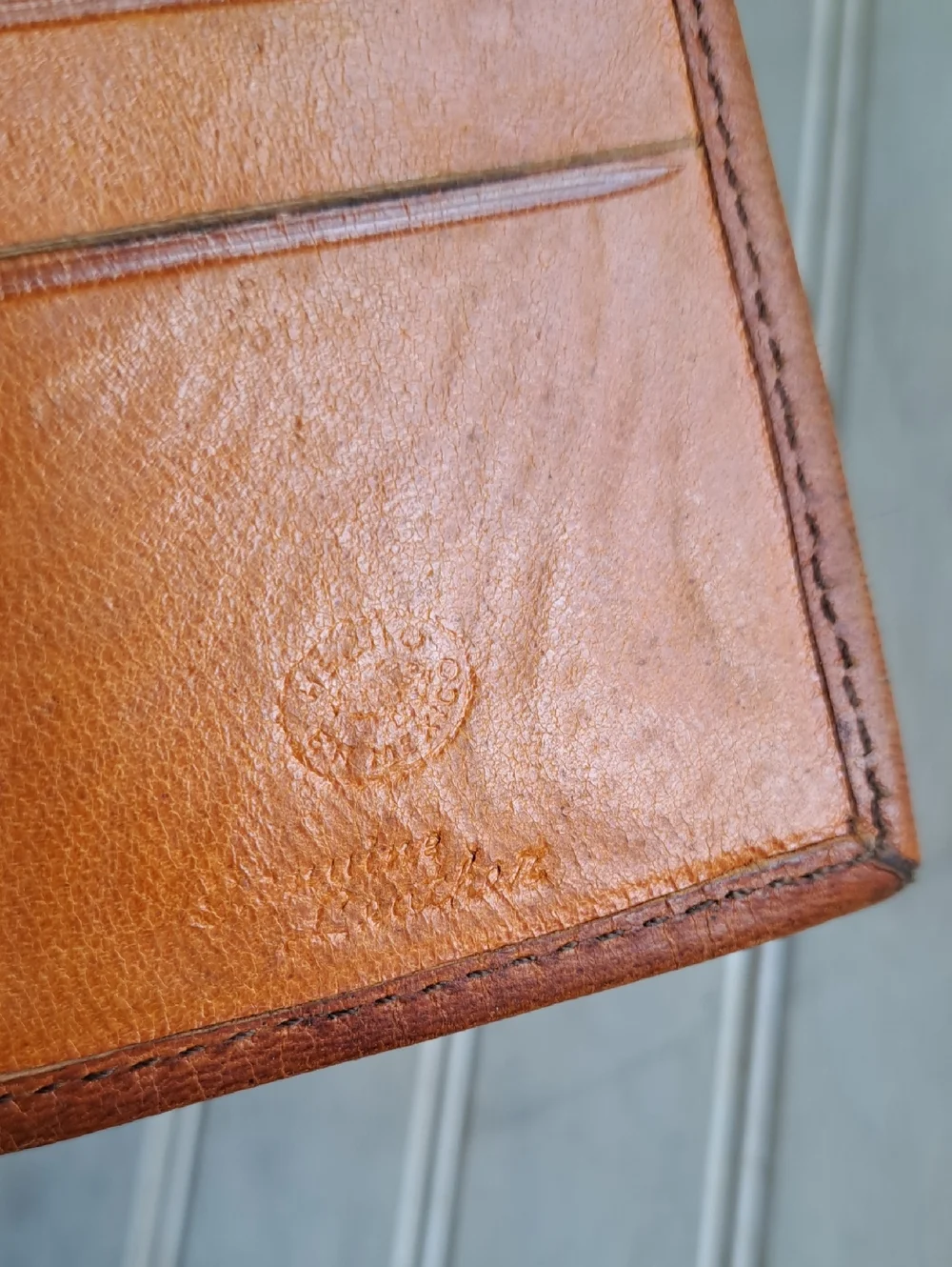 Vintage Handmade Mexican Tooled Leather Trifold Wallet Aztec Mayan Eagle Boho